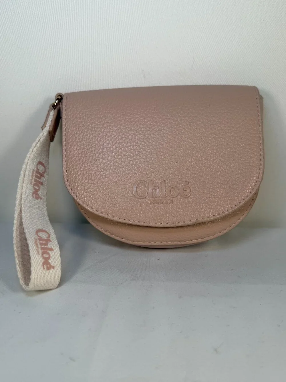 CHLOE Parfum Blush Pink Faux Leather Wristlet Pouch